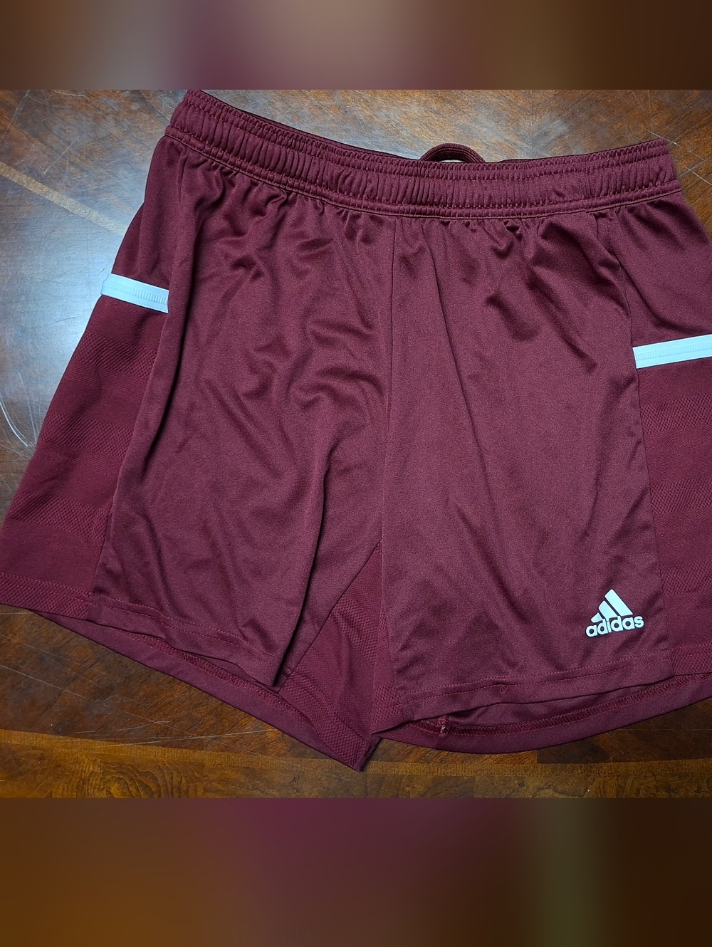 adidas Burgundy Athletic Shorts with White Accents